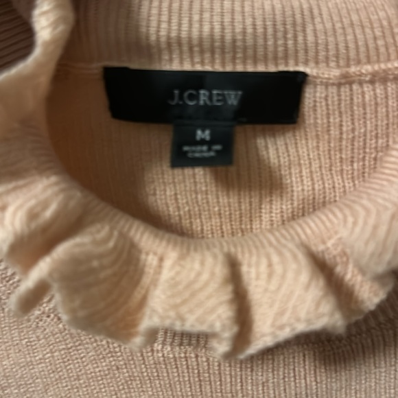 J-Crew Ruffle neck merino wool-blend sweater light pink - Picture 3 of 5